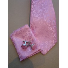 Set stropdas pochet manchetknopen roze Fantasy dessin